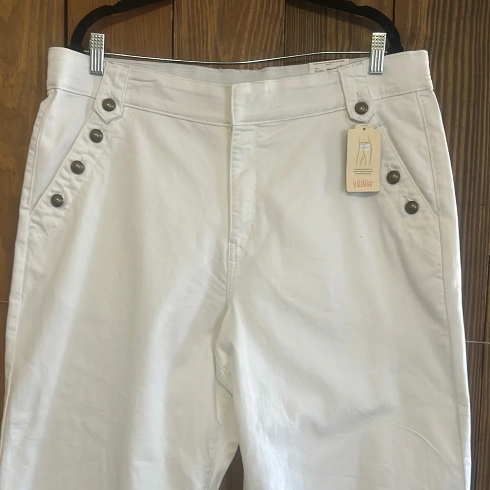St. John's Bay Women's White Flare & Wide Leg Jeans - Picture 2 of 8